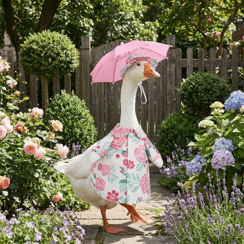 with Umbrellas Porch Goose Outfit Decorative Goose Statue Costume Lawn Goose Clothes Celebration