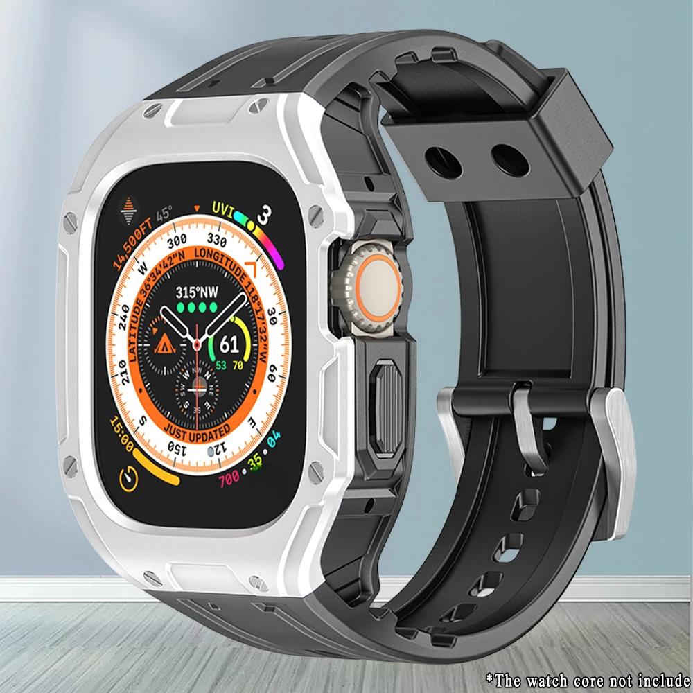 Чехол+Ремешок для Apple Watch Band Ultra 2 49 мм Комплект для модификации Чехол из ТПУ Спортивный резиновый ремешок для Iwatch Series Ultra 49 мм Браслет