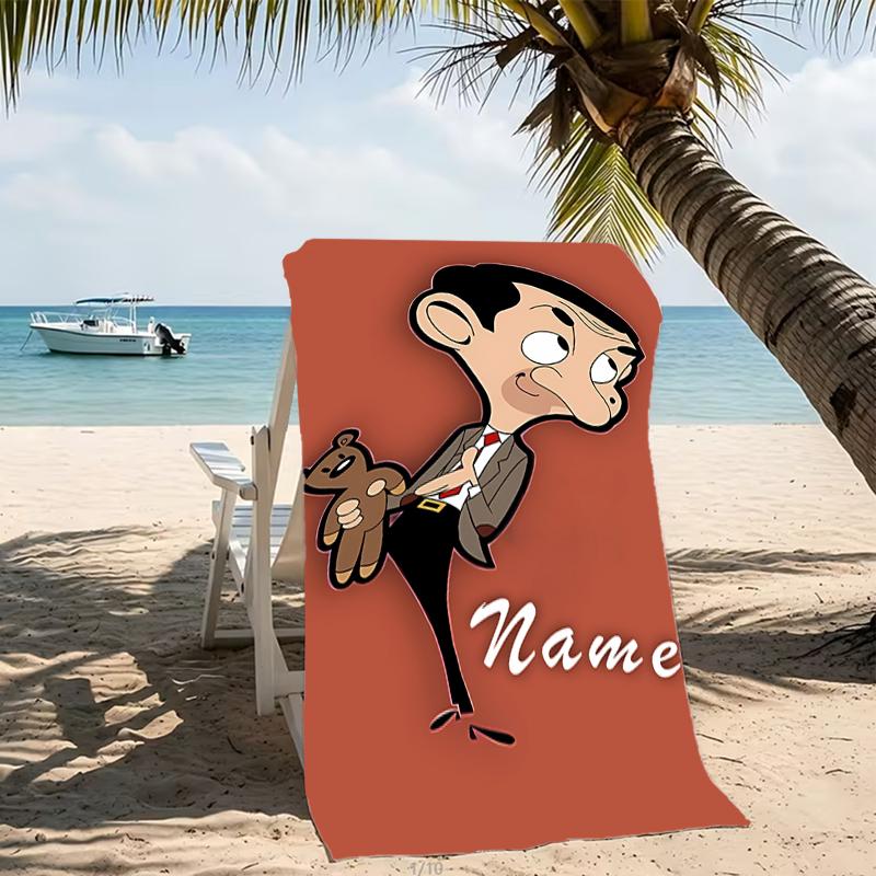 Customizable personalized beach towels Mr. Bean themed designs.Suitable for the beach, yoga, sports;ideal as beach accessories