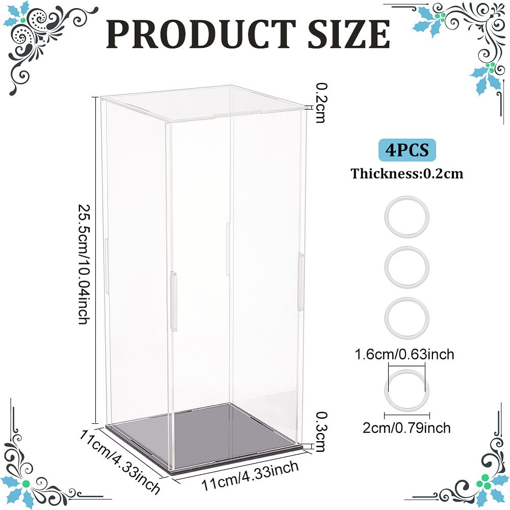 1set Rectangle Transparent Acrylic Minifigures Display boxes with Black Base for Models Building Blocks Display Holders Clear 11x11x25.5cm