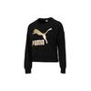 (WMNS) PUMA Classics Logo Printing Round-neck Swea Black Women's 531382-66