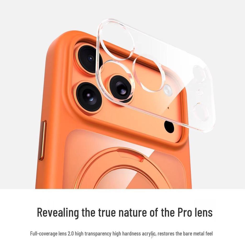 Прозрачный магнитный чехол-подставка 360° для iPhone 17 Pro Max с защитой всех объективов