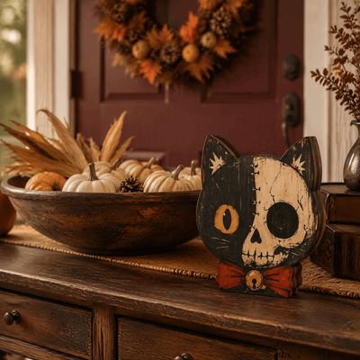 Unique Wooden Sign Ornament Vintage Retro Halloween Wooden Decor Desktop Home Party