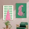 Pink Green Leopard Poster Vivid Pink Colorful Love Is A Way Of Being Typography Prints Designer Tiger Art Canvas Painting Decor