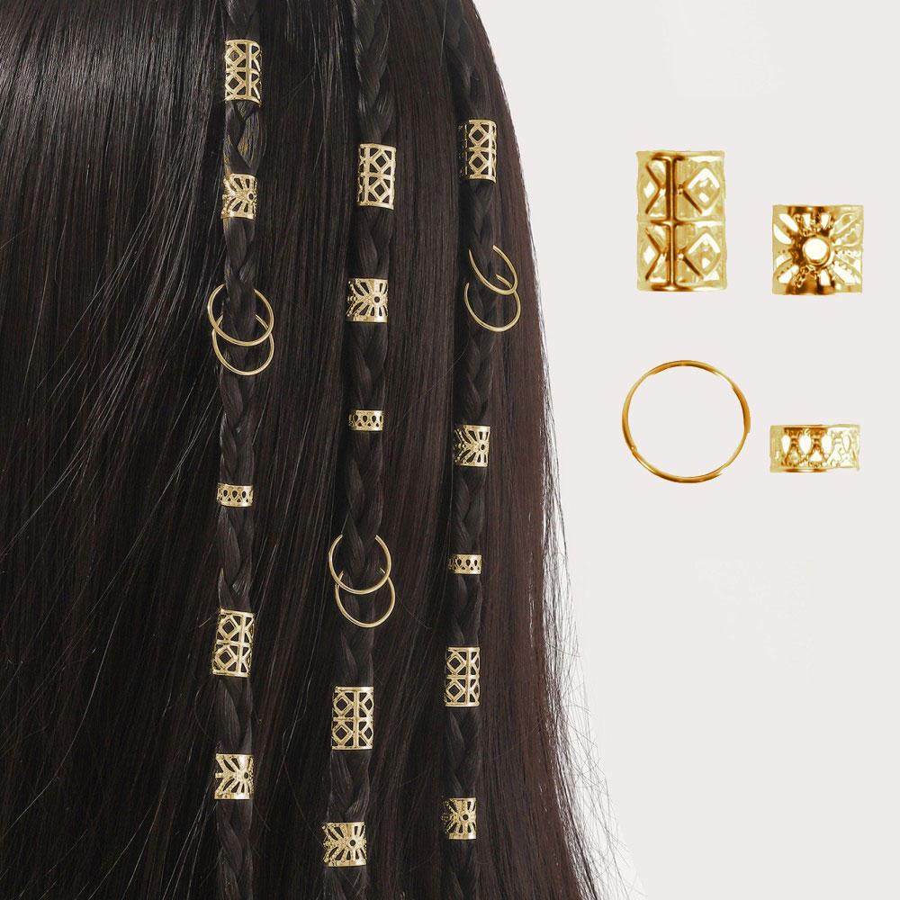 80pcs Dreadlock Hair Beads Alloy Hollow Hair Braid Rings For Girls Women Stylish Hair Jewelry Locks for Braids Hair Accessories