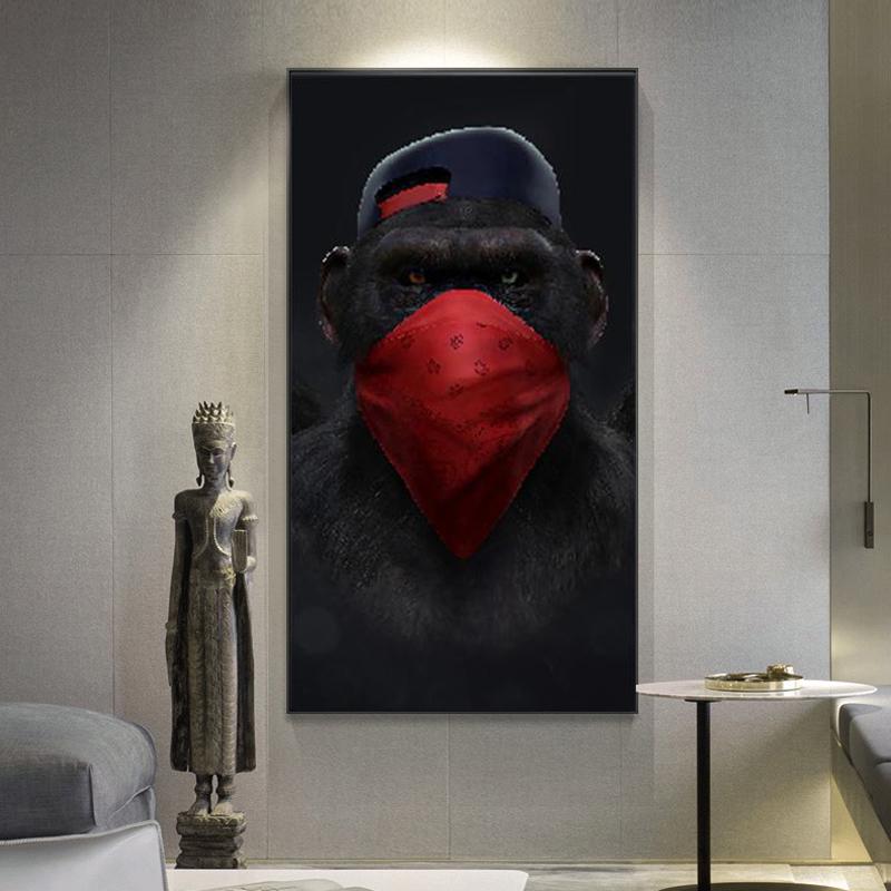 Canvas Art Printed Painting Cute Monkey Canvas Painting Posters and Prints Decorative Pictures Wall Art Picture for Living Room