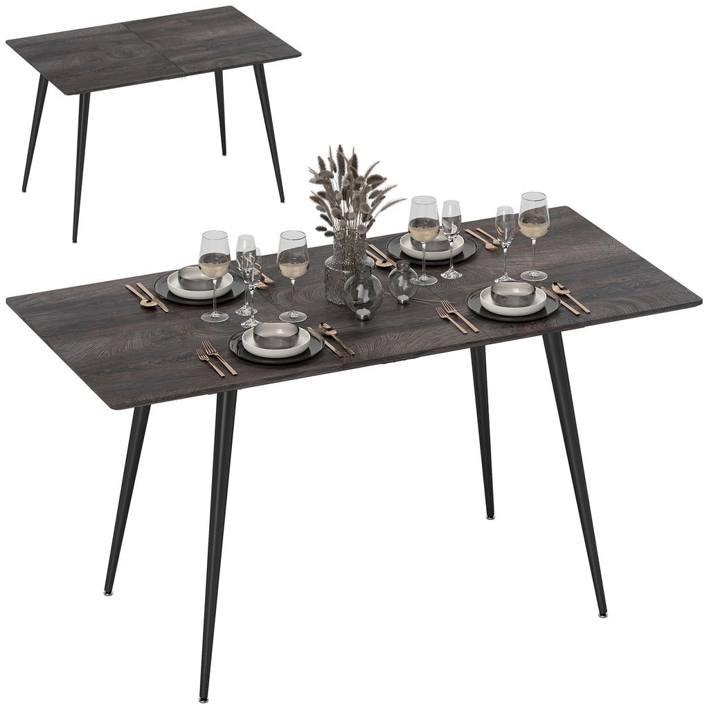 Extendable Dining Table, Expandable Table for 6-8 People, Kitchen Table with Solid Steel Legs