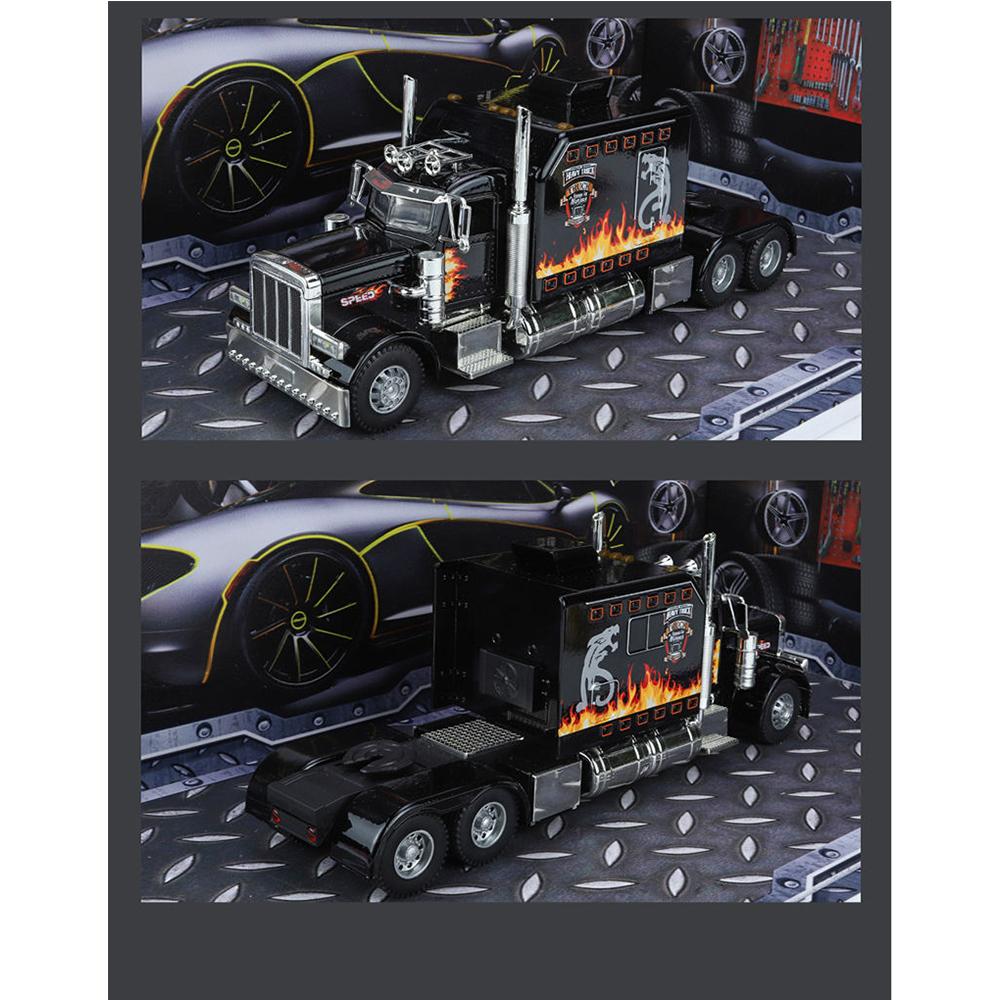 Масштаб 1/24, статическая модель автомобиля из автомобильного сплава с головкой американского прицепа и башней с функцией флэш-музыки, подходит для энтузиастов игр
