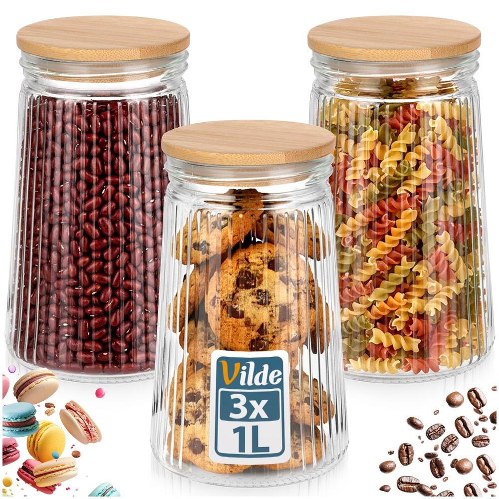 Glass containers for loose products with lid and seal 1 l 3 pcs.