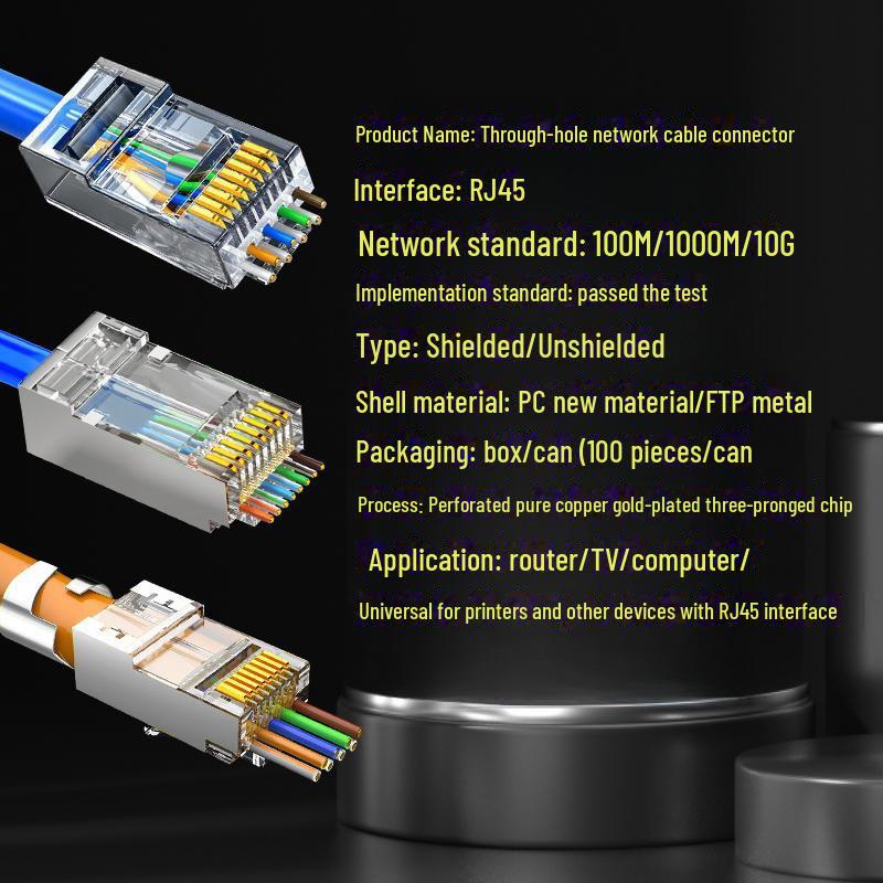 Металлический экранированный проходной коннектор RJ45 для кабелей Cat 5, 6, 7