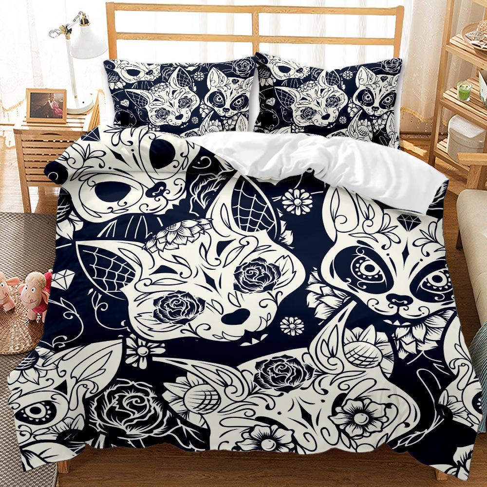 Abstract Animal Three-Piece Bedding 3D Digital Printing Quilt Set