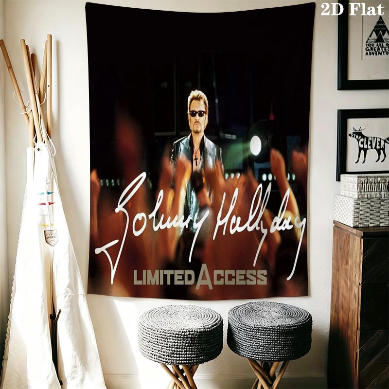 Johnny Hallyday Musical Legend Tapestry Fashion Print Background Cloth Background Wall Hanging Cloth Work Of Art Atmospheric Background Cloth