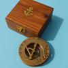 7.62 Cm Brass Sundial Compass with Wooden Box Nautical Gift for Men, Women Maritime Decor