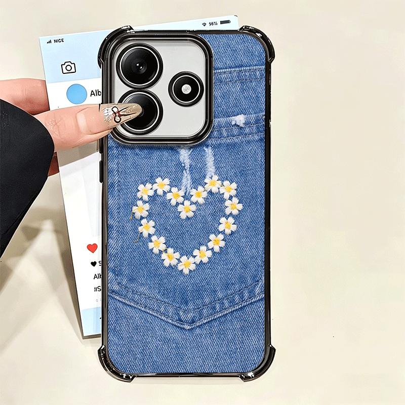 Мягкий чехол для телефона с ретро-джинсовым узором для Xiaomi Poco X7 X8 Pro Max X6 X5 X3 F8 Ultra F7 M8 M7 M5S Redmi 15C 15A 15 14C 13C 12C 13