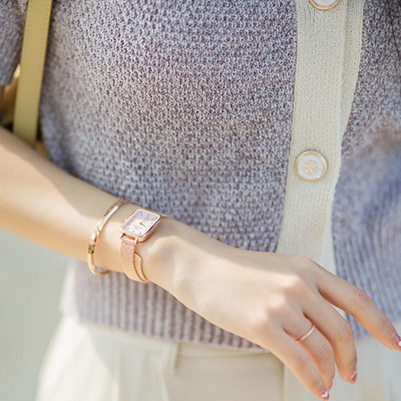 DANIEL WELLINGTON Часы серии QUADRO кварцевый механизм стальной ремешок перламутровый циферблат женские часы простые маленькие квадратные часы DW00100510