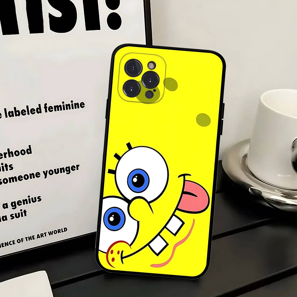 Мультяшный S-Губка Боб S-Квадратные Штаны Чехол для Телефона Для IPhone 16 15 14 13 12 11 17 Pro Max Простота Задняя сторона ТПУ Мягкий Чехол
