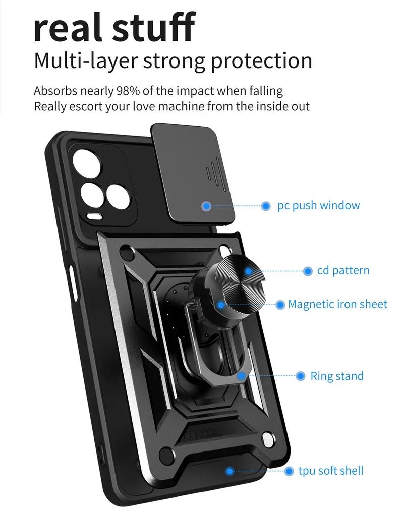 Противоударные бронированные чехлы для телефона VIVO Y28 V30E 5G V30 Pro V30 Lite X100 Pro Y200 iQOOZ7 Y100 V29 V29E Y36 5G Чехол с кольцом-держателем