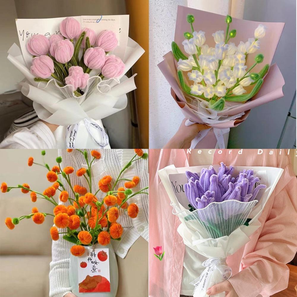 Material Package Macaron Color Fuzzy Wire Encrypted Fur DIY Flower Bouquet New Plush Strip