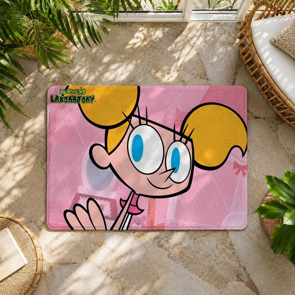 Cartoon D-Dexters Laboratory Good Quality Floor Mat Flannel Rug Non Slip Soft Washable Entryway Hallway Bathroom Kitchen Decor