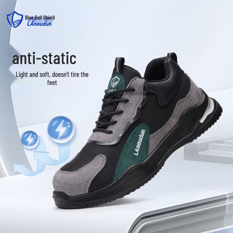 Blue Gull Shield Men's Anti-static Comfortable Work Shoes - Soft Sole, Dust-free, Suitable for All Seasons.