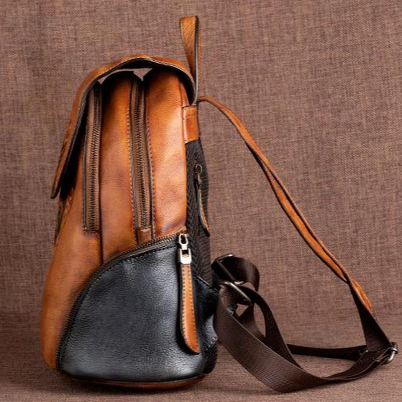 Johnature Рюкзак из натуральной кожи в стиле ретро, ​​женская сумка, дорожные сумки ручной работы из натуральной яловой кожи с тиснением большой емкости