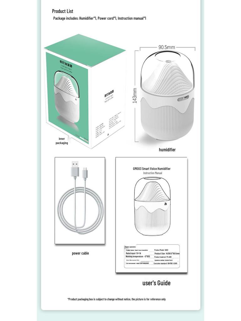 Compact Silent Humidifier: Portable Mini Air Purifier for Bedroom with Large Fog and Easy Water Refill