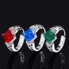 Jewelry Artificial Color Treasure Sugar Tower Ring Square Diamond Sapphire Ring Turquoise Ring