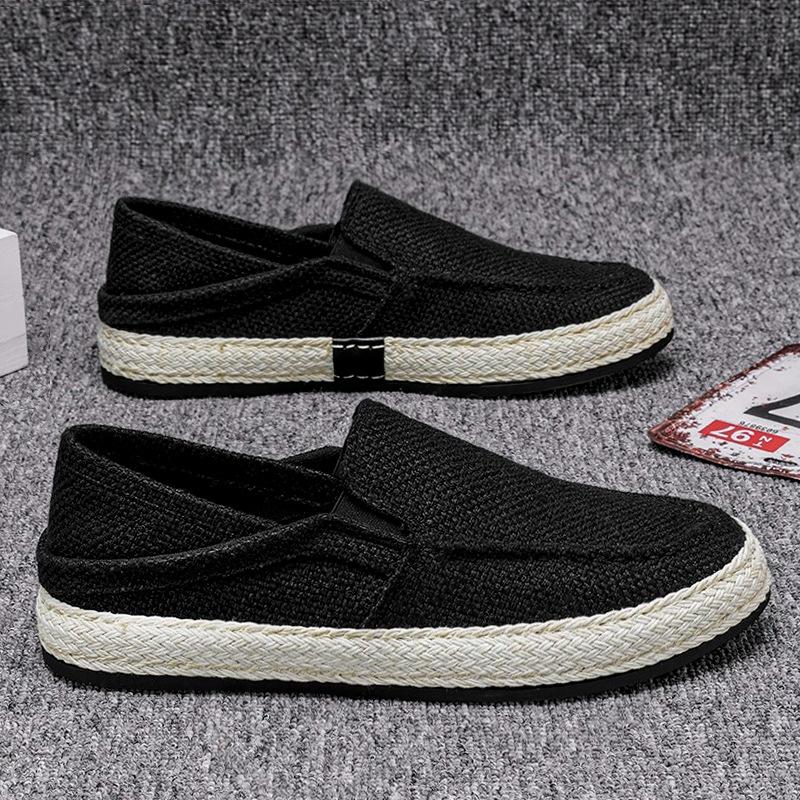 Canvas Men's Shoes Summer Casual Old Beijing Linen Shoes Men's Lazy One-pedal Fisherman Tide Shoes 2024 New