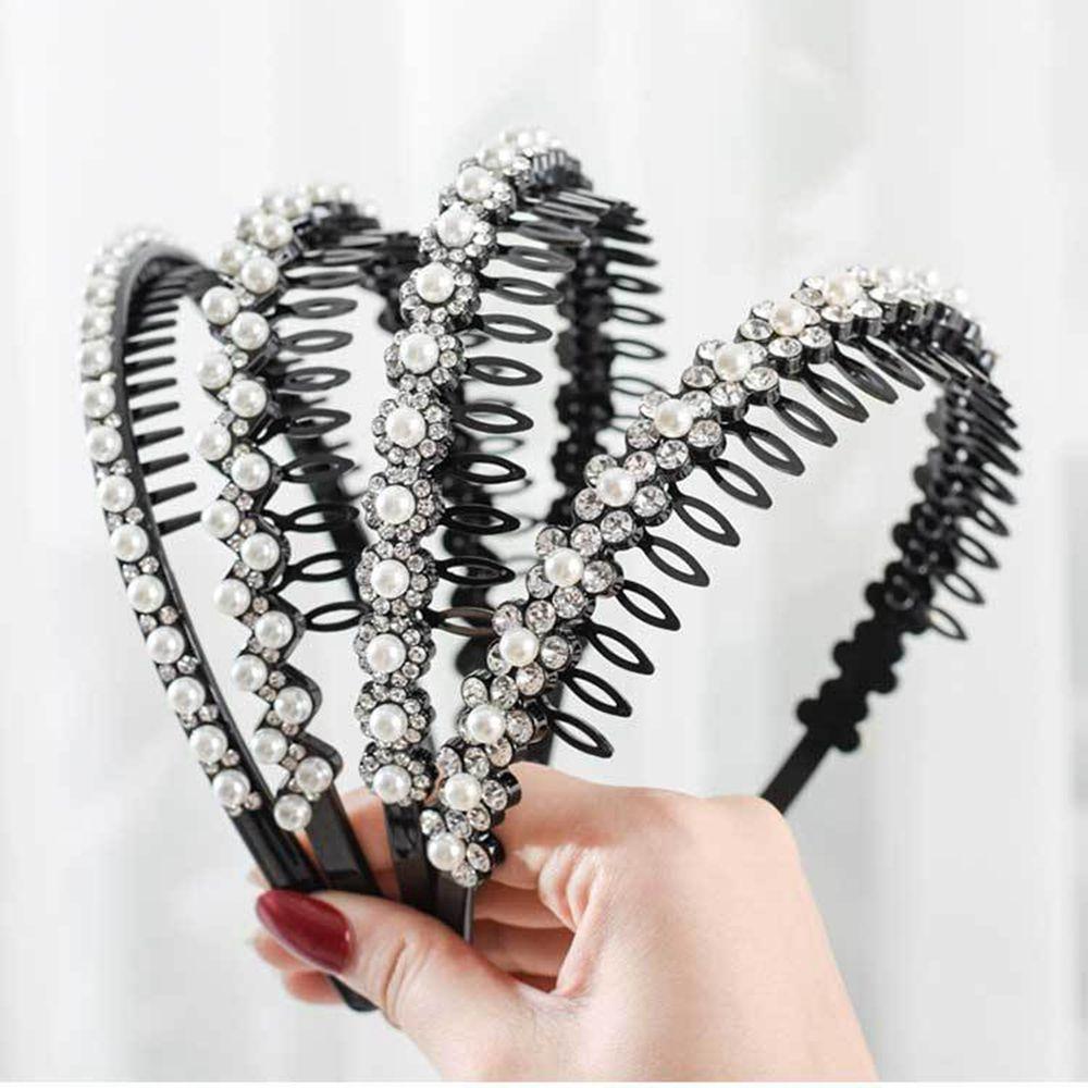 Girl Geometric Shape Pearl Headband Korean Style Headwear Flower Hair Hoop Female Hairbands