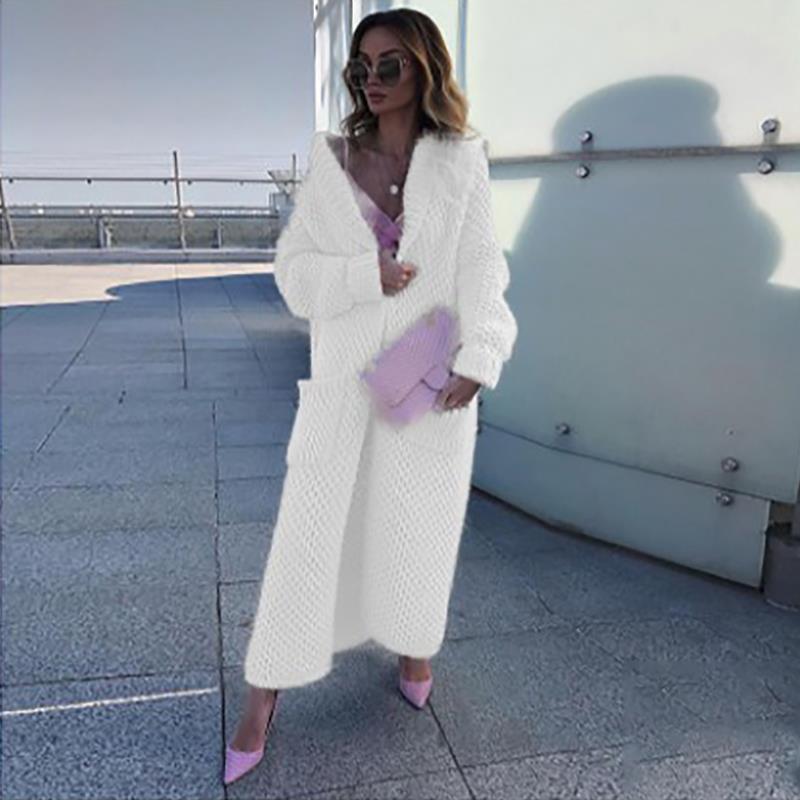 Осенний кардиган, свободный вязаный джемпер, длинное пальто, джемпер-накидка