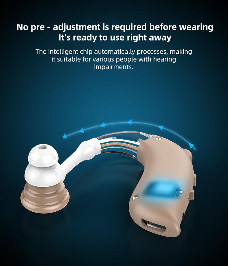 Rechargeable Noise-Canceling BTE Hearing Aid Sound Amplifier for Seniors