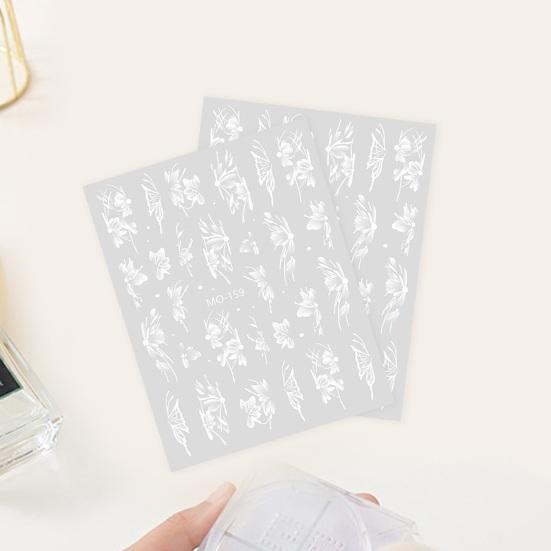 Nail Sticker Elegant Hand-Painted Flower Butterfly Long-Lasting Ins Style Nail Art Decals Women Accessories