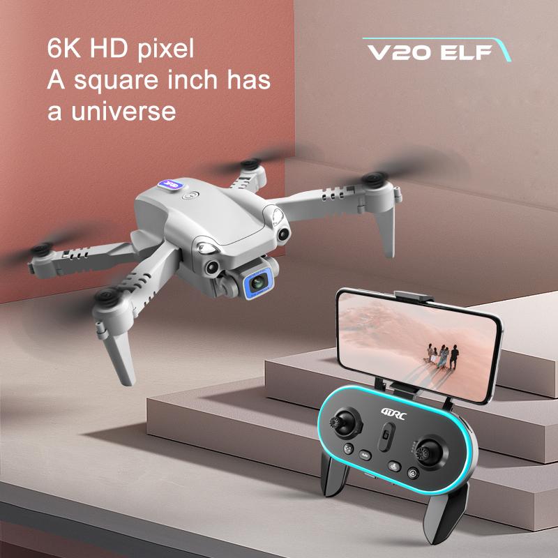 New Mini Drone V20 6K HD Camera RC Helicopter Quadrocopter One-Key Return FPV Follow Me Foldable Quadcopter Boy's Toys Gift