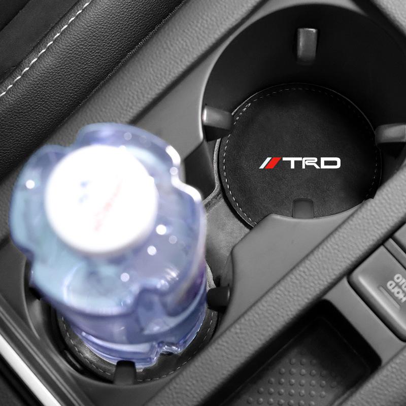 Car Cup Holder Pad PU Leather Slot Non-slip Coaster Mat Emblem for Toyota TRD GR Aygo Corolla Avensis Vios Yaris Mark-X Mirai Yaris