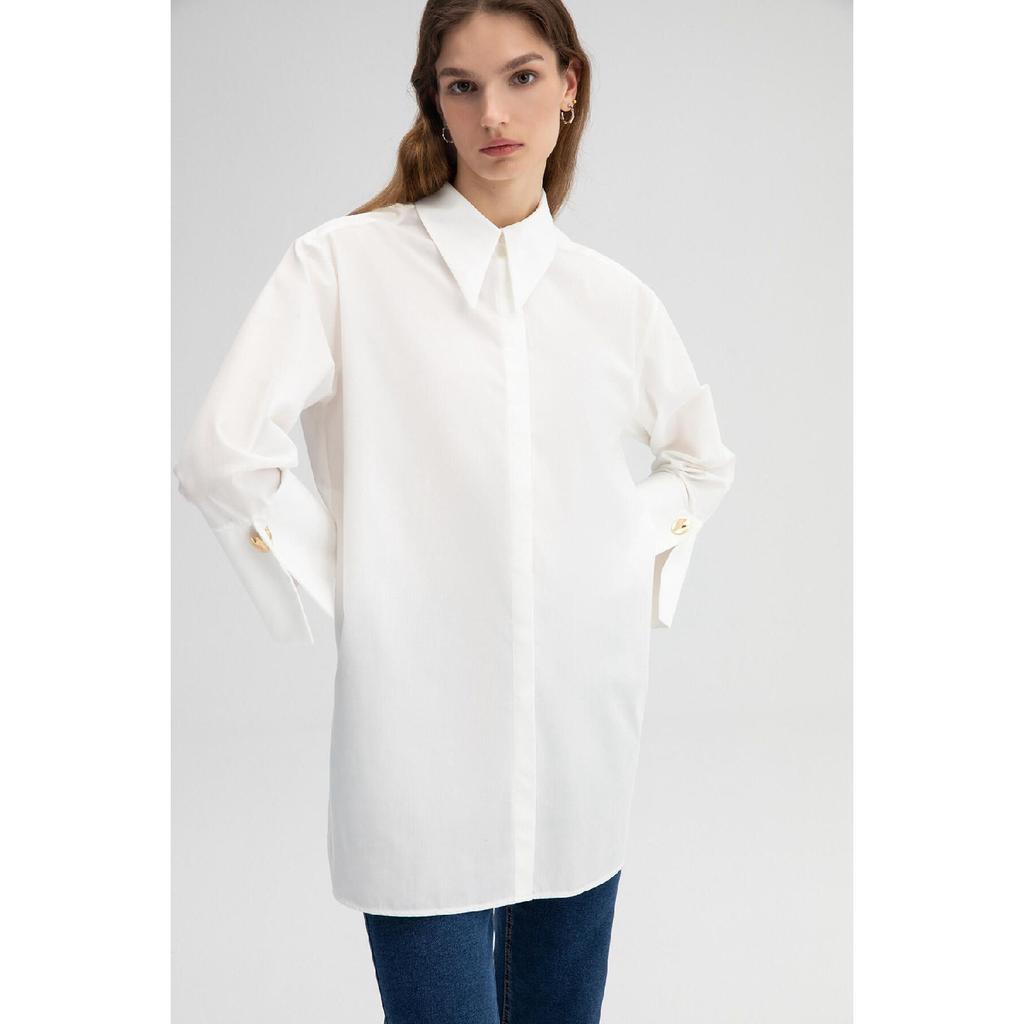 Wide Cuff Poplin Shirt