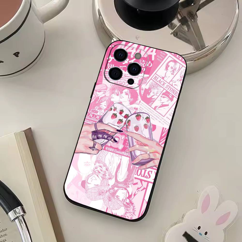 Японский Классический Аниме N-NA N-NA Чехол для Телефона Для iPhone17,16,15,14,13,12,11 Plus,Pro Max Мягкий Черный Чехол