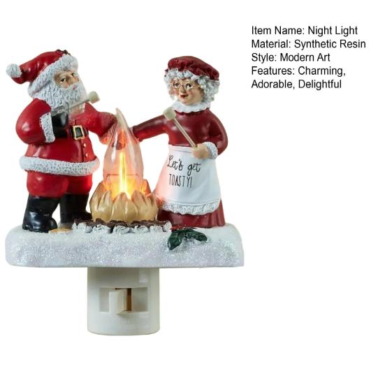 Christmas Campfire Flickering Night Light 3D LED Small Electric Light with Faux Flicker Flame for Holiday Indoor Decorations