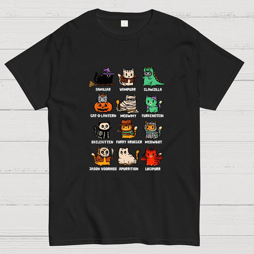 Trick or Kitten Halloween Cotton Summer Casual Cool Loose T-Shirt
