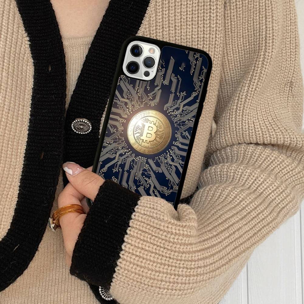 B-Bitcoin Для iPhone 17 16 15 14 13 12 11 Mini Pro Max Plus PC+TPU Задняя крышка телефона