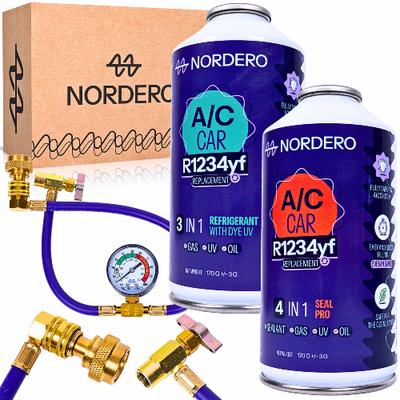 Набор для заправки кондиционеров автомобилей r1234yf газ + герметик nordero