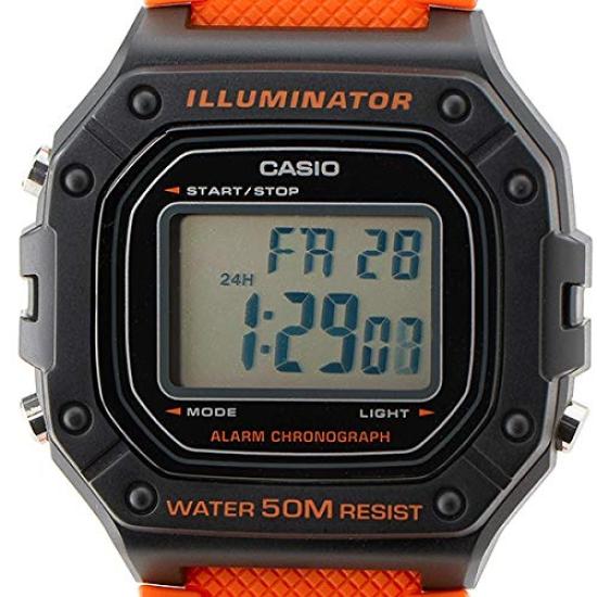 СТАНДАРТНЫЕ ЦИФРОВЫЕ Casio Стандартные цифровые часы Дешевые Casio Доступные Черный Оранжевый [Casio] W-218H-4B2 Мужские Женские