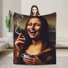 Funny Toilet Paper Mona Lisa Blankets Spring  Warm Cozy Bedding Throws For Adults Living Room Flannel Bedspread Bed Cover