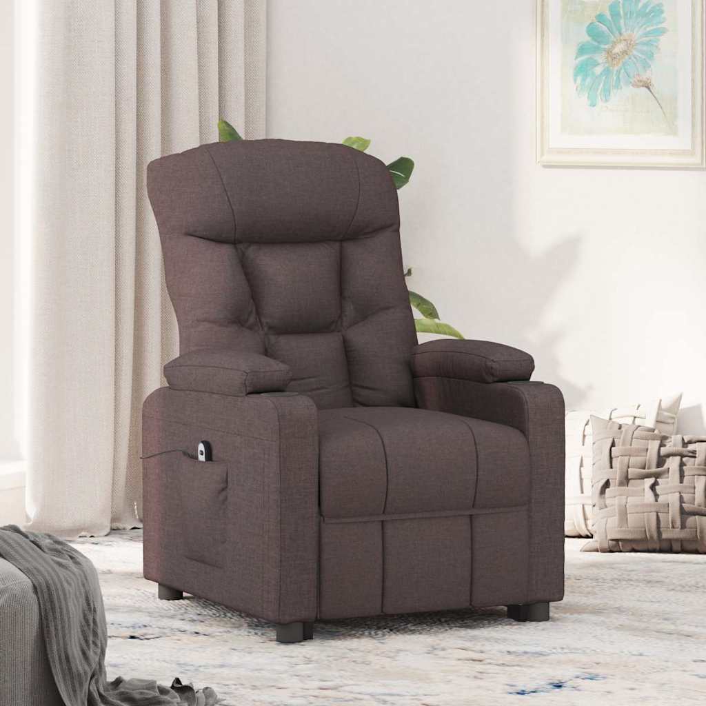 Electric Recliner Chair Dark Brown Fabric