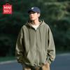 MINISO Men's Spring/Autumn 330g Heavy Cotton Blend Hooded Zip-Up Sweatshirt