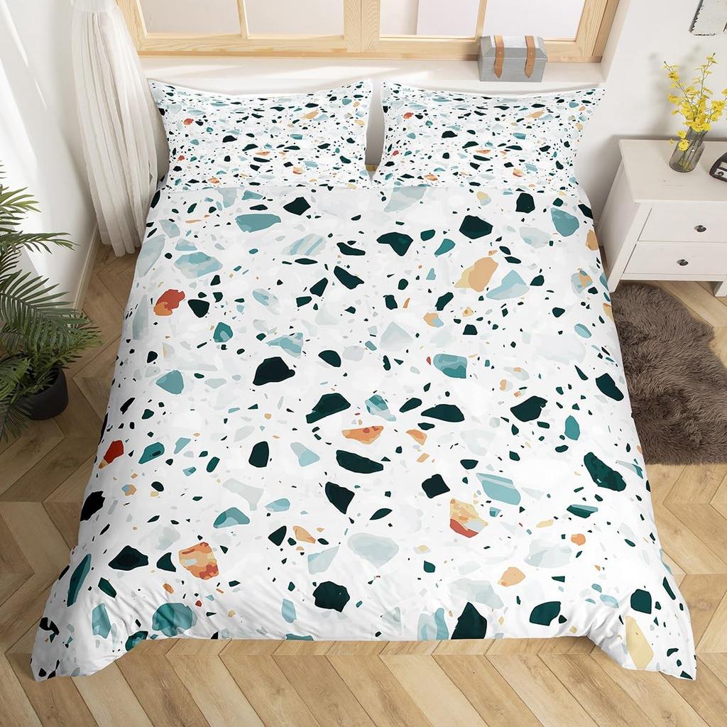 Colorful Modern Marbling Art Duvet Cover for Girls Women Girly Marble Bedding Set Rainbow Quilt Cover Watercolor Comforter Cover