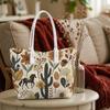 Bohemian Floral Cactus Horse Print Tote Bag Casual Ladies Daily Outdoor Shopping Portable Lightweight Shoulder Handbag