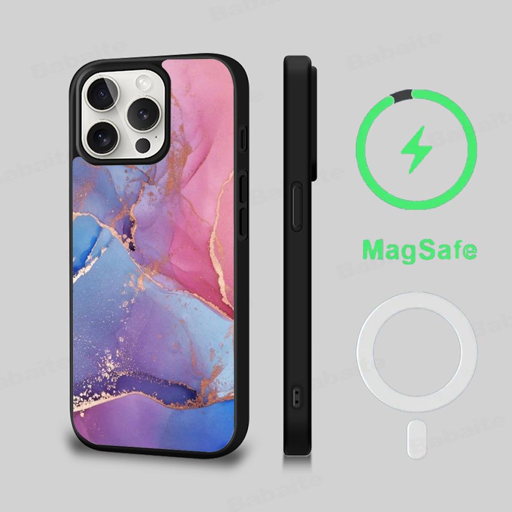 Marble Art Phone Case Magnetic Case For IPhone 16 14 13 12 11 15 Pro Max Plus For Magsafe Wireless Charge Cover