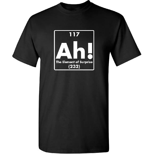 Ah! The Element of Surprise | Mens Graphic T-Shirts Funny | Cool Graphic Tees Men Vintage | Novelty Sarcastic Funny T Shirt