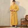 Men's Winter Bathrobe Long Sleeve Warm Turn Down Collar Man Fluffy Bath Robe Sashes Solid Fleece Dressing Gown