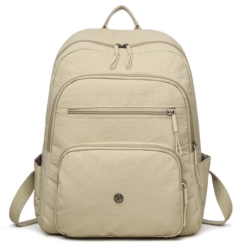 Однотонный рюкзак женский многослойный карман водоотталкивающий нейлоновый рюкзак